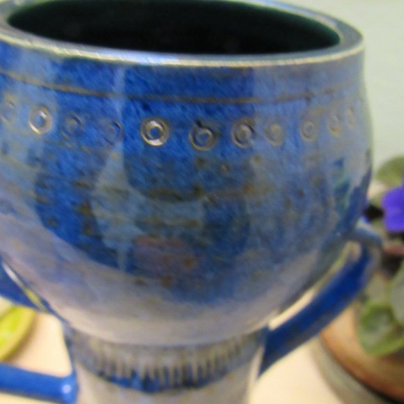 Handmade MCM Style Tall Two Handle Vase - Picture 8 of 11